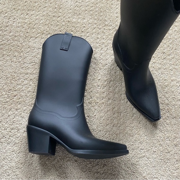 Black Jeffrey Campbell cowboy style rain boots - Picture 4 of 6